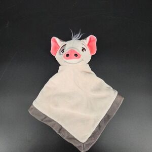 Disney Moana Pua Pig Baby Security Blanket Lovey Plush Off White Grey Trim Pua